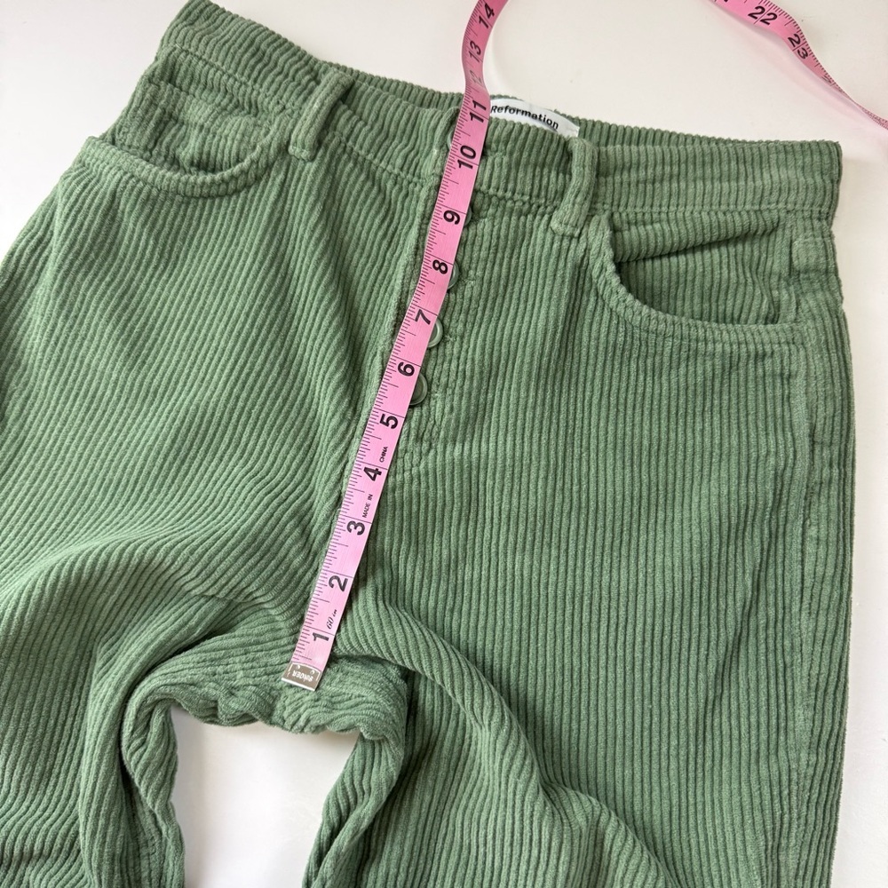 Reformation Cynthia Pants Womens 25 Green Corduroy High Rise Straight Moss Jeans - Picture 10 of 12